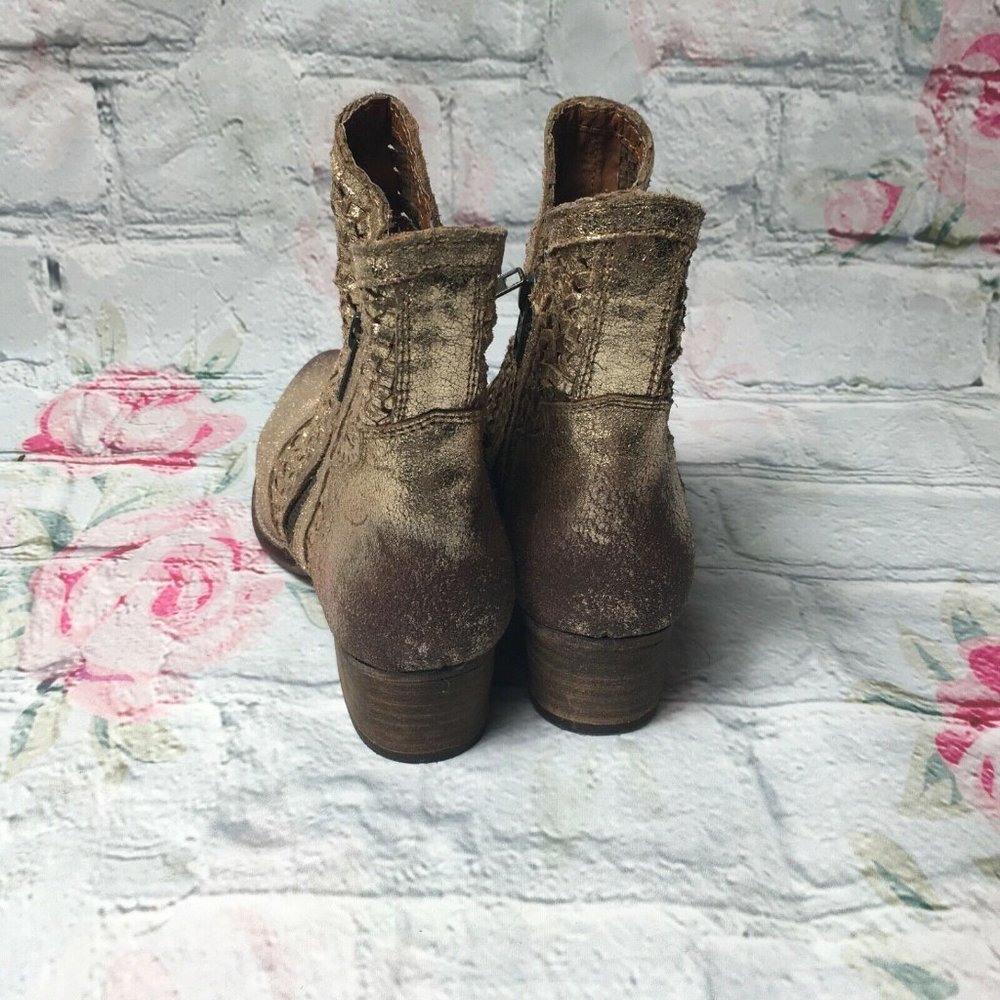 Anthropologie Seychelles Women Sz 8.5 Gold Woven S - Picture 8 of 11